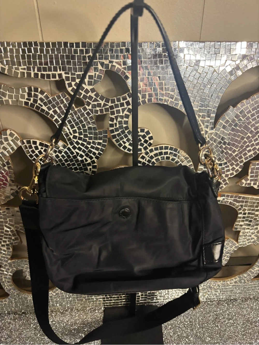 🌟Tory Burch Black Nylon Crossbody Shoulder Bag with Top Handle